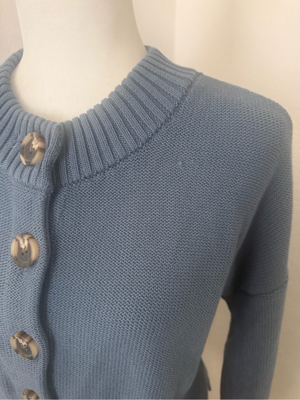 Quince Dusty Blue Button-Front Knit Cardigan - Picture 4 of 4